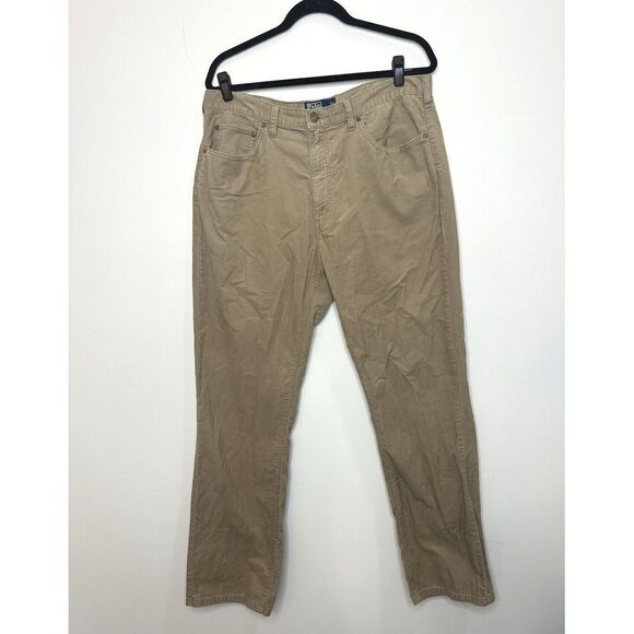 Vintage Polo Ralph Lauren Pants Men 36X32 Tan Corduroy Authentic Dungarees Cords - Picture 1 of 7